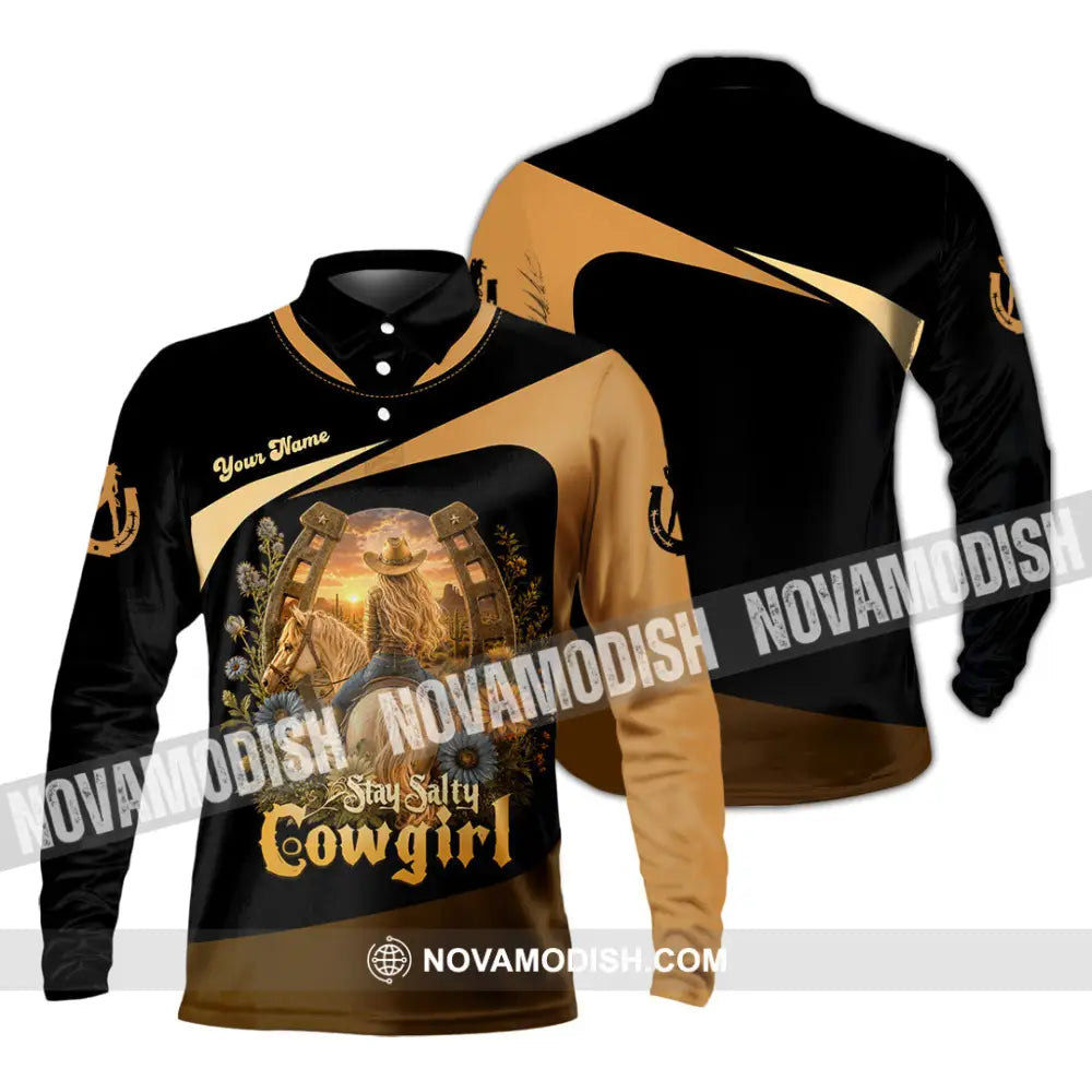 Unisex Shirt - Custom Stay Salty Cowgirl Shirt - Long Sleeve Polo / S - T-shirt