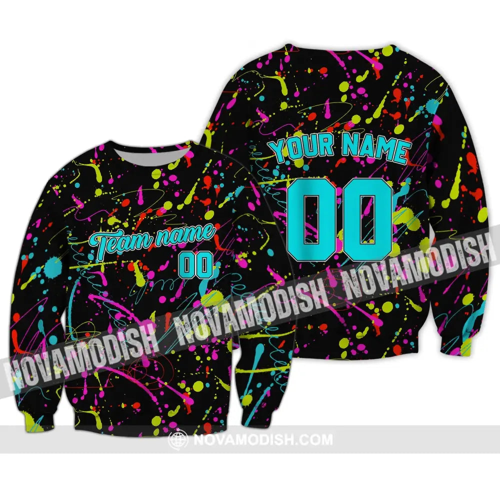 Unisex Shirt - Custom Stitched Splashes Graffiti Pattern T-Shirt - Personalized Light Color Shirt Long Sleeve / S