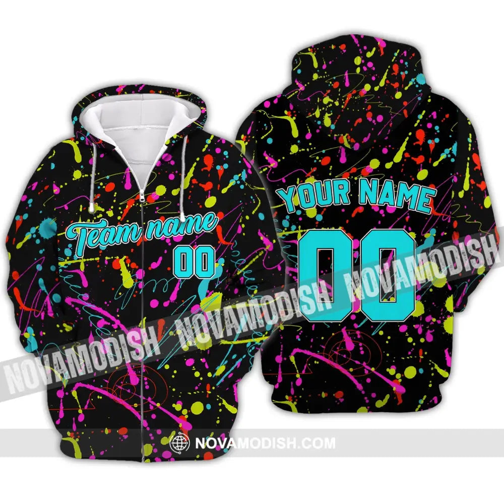 Unisex Shirt - Custom Stitched Splashes Graffiti Pattern T-Shirt - Personalized Light Color Shirt Zipper Hoodie / S