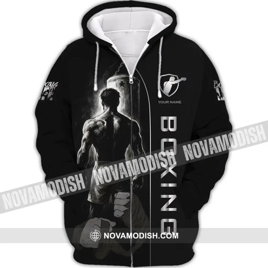 Unisex Shirt - Custom Strong Men Boxing Lover Sport Shirt Zipper Hoodie / S T-shirt