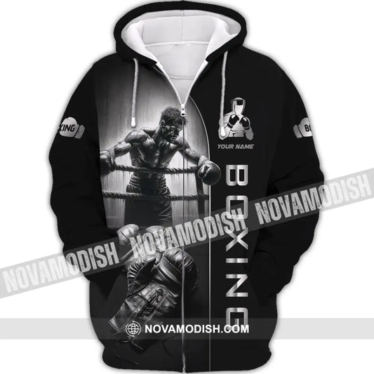 Unisex Shirt - Custom Strong Men Boxing Lover Sport Shirt Zipper Hoodie / S T-shirt