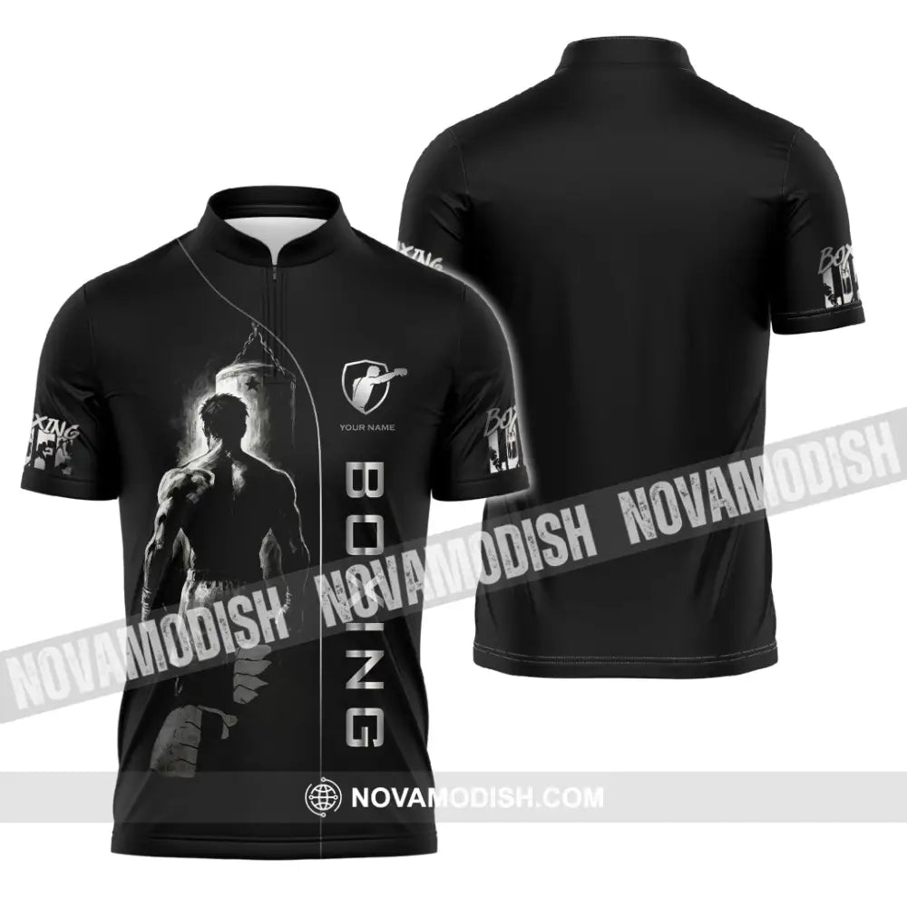 Unisex Shirt - Custom Strong Men Boxing Lover Sport Shirt Zipper Polo Shirt / S T-shirt