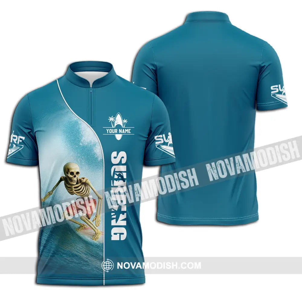 Unisex Shirt - Custom Surfing Shirt Zipper Polo Shirt / S T-shirt