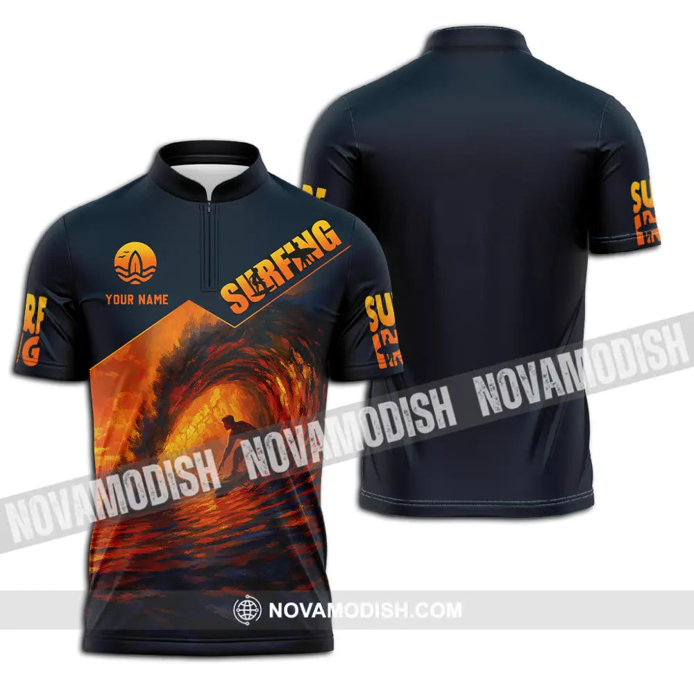 Unisex Shirt - Custom Surfing Shirt Zipper Polo Shirt / S T-shirt