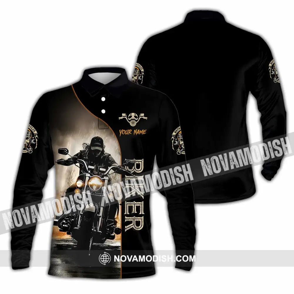 Unisex Shirt - Custom Swag Biker Biker Lover Sporty Shirt Long Sleeve Polo / S T-shirt