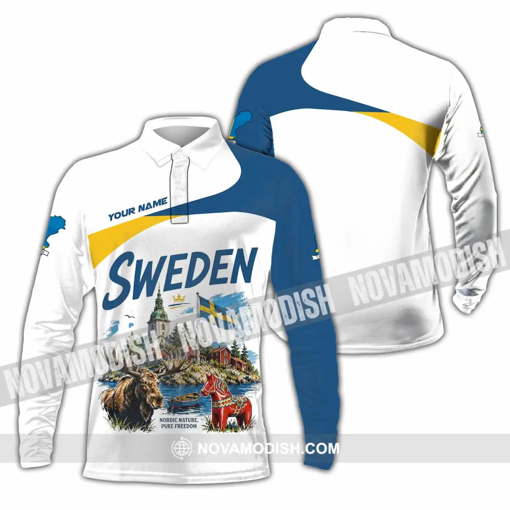 Unisex Shirt - Custom Sweden Shirt - Long Sleeve Polo / S - T-shirt