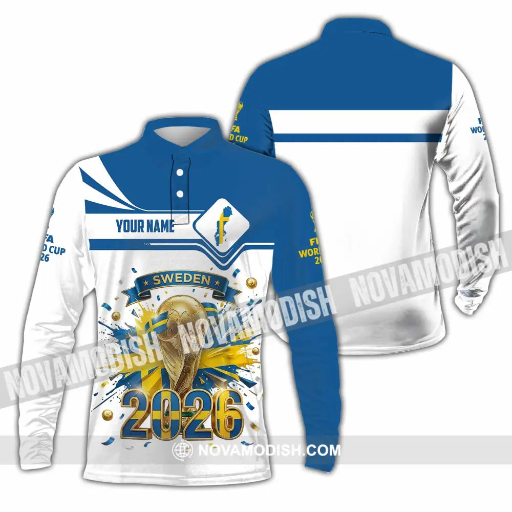 Unisex Shirt - Custom Sweden World Cup 2026 3D Shirt - Long Sleeve Polo / S - T-shirt