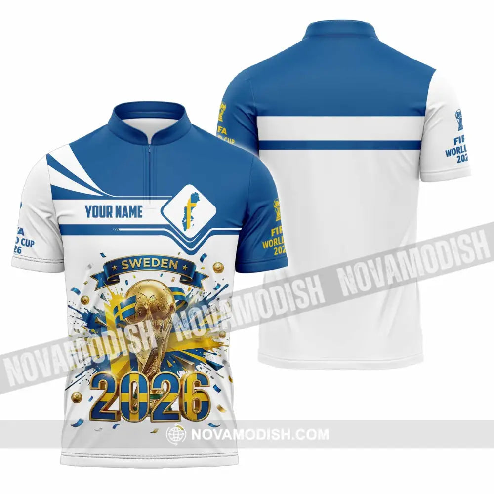 Unisex Shirt - Custom Sweden World Cup 2026 3D Shirt - Zipper Polo Shirt / S - T-shirt