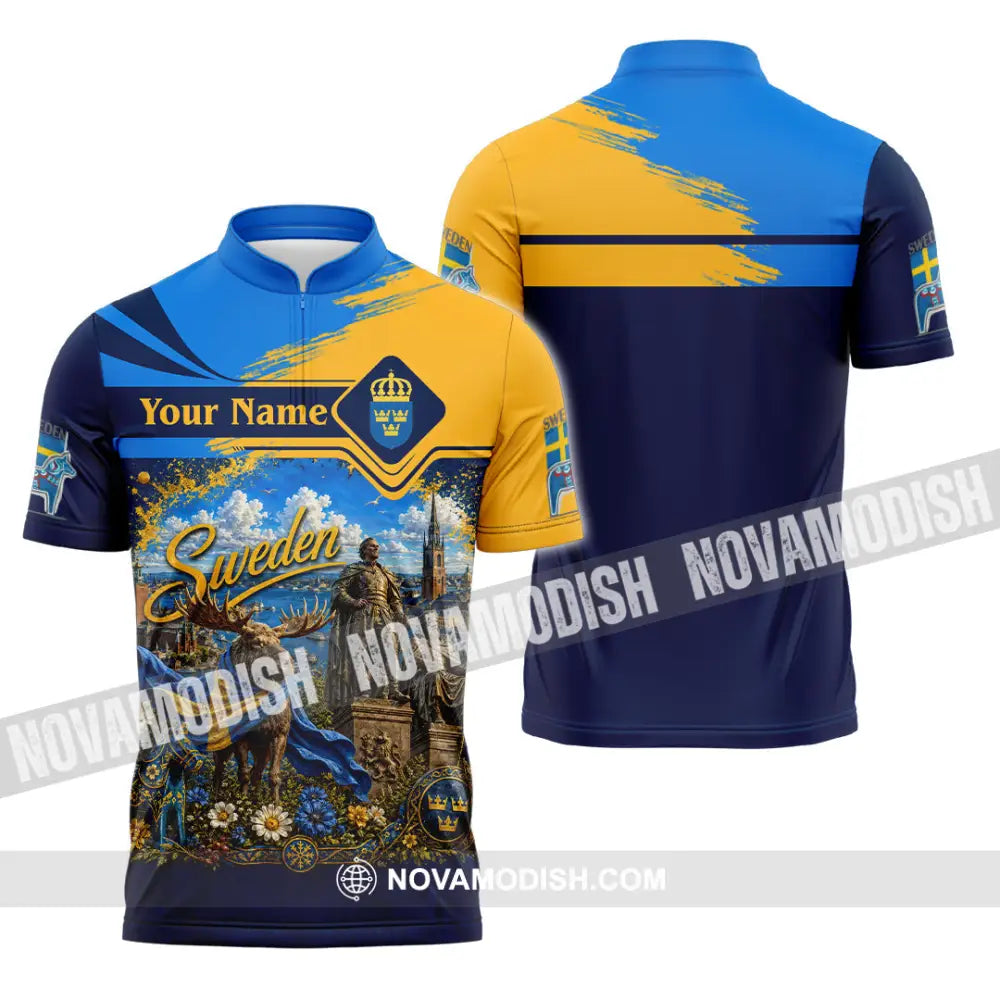 Unisex Shirt - Custom Sweden Shirt - Zipper Polo Shirt / S - T-shirt
