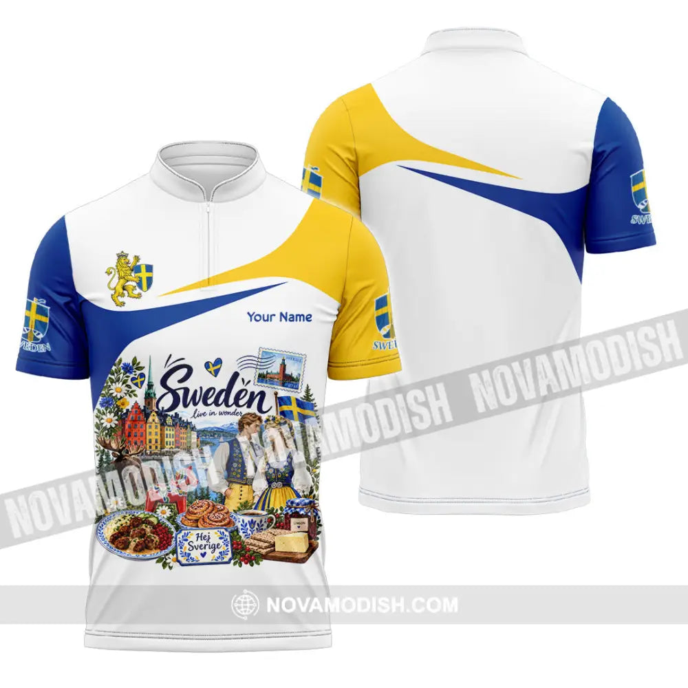 Unisex Shirt - Custom Sweden Shirt - Zipper Polo Shirt / S - T-shirt