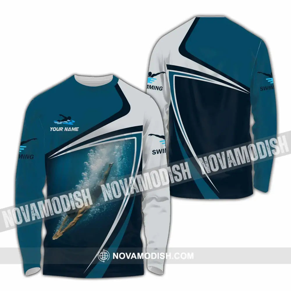 Unisex Shirt - Custom Swimming 3D Shirt - Long Sleeve Shirt / S - T-shirt