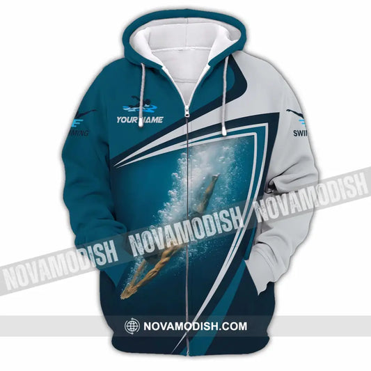 Unisex Shirt - Custom Swimming 3D Shirt - Zipper Hoodie / S - T-shirt