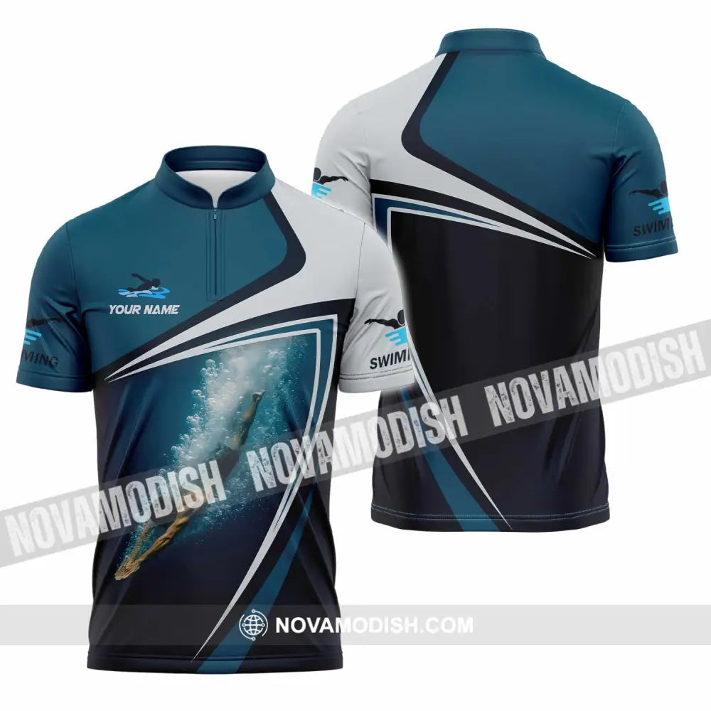 Unisex Shirt - Custom Swimming 3D Shirt - Zipper Polo Shirt / S - T-shirt