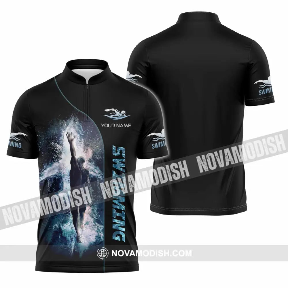 Unisex Shirt - Custom Swimming 3D Shirt Zipper Polo Shirt / S T-shirt