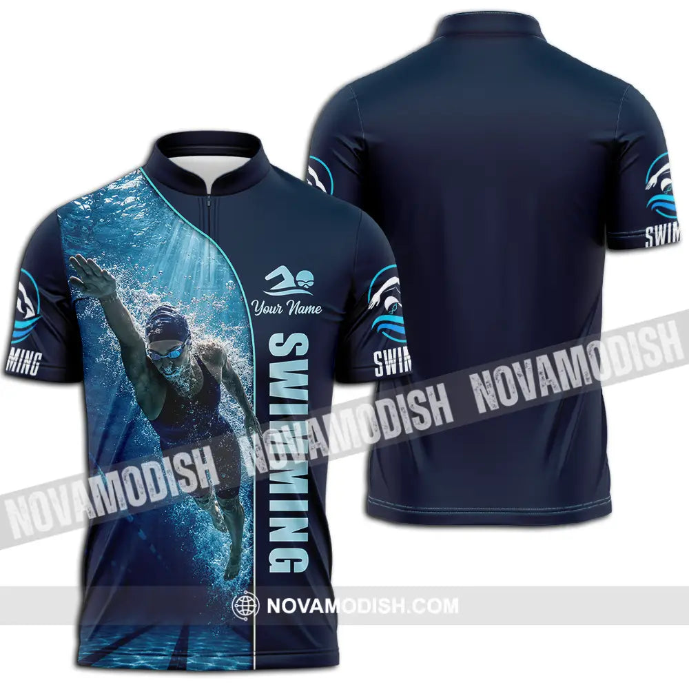 Unisex Shirt - Custom Swimming Shirt - Zipper Polo Shirt / S - T-shirt