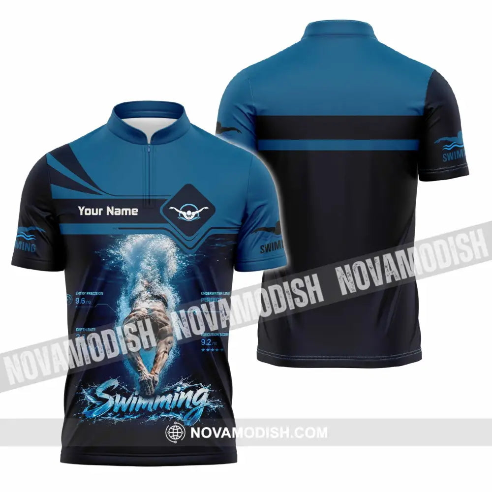 Unisex Shirt - Custom Swimming Shirt - Zipper Polo Shirt / S - T-shirt