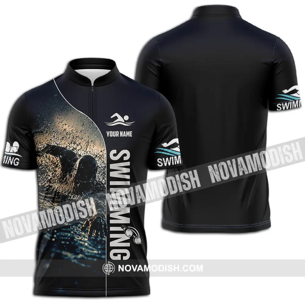 Unisex Shirt - Custom Swimming Shirt - Zipper Polo Shirt / S - T-shirt