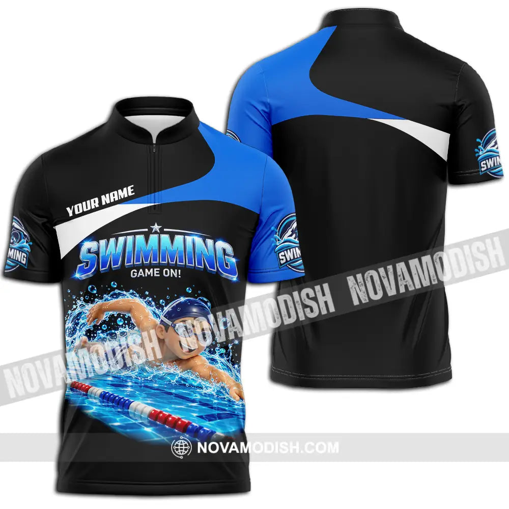 Unisex Shirt - Custom Swimming Shirt - Zipper Polo Shirt / S - T-shirt