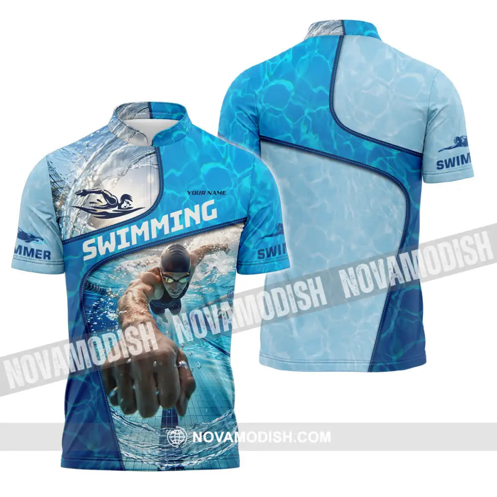 Unisex Shirt - Custom Swimming Shirt - Zipper Polo Shirt / S - T-shirt