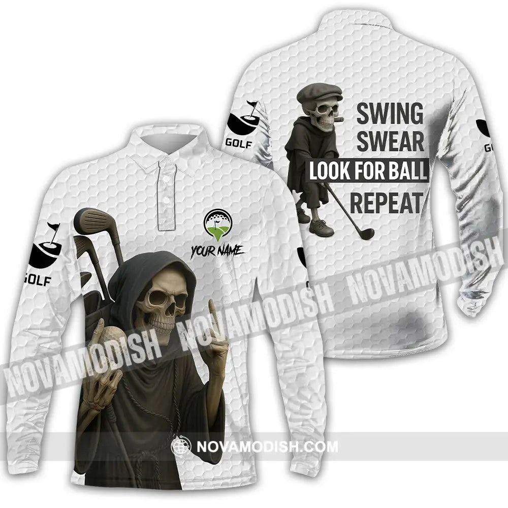Unisex Shirt - Custom Swing Swear Look For Ball Repeat Shirt Long Sleeve Polo / S T-shirt