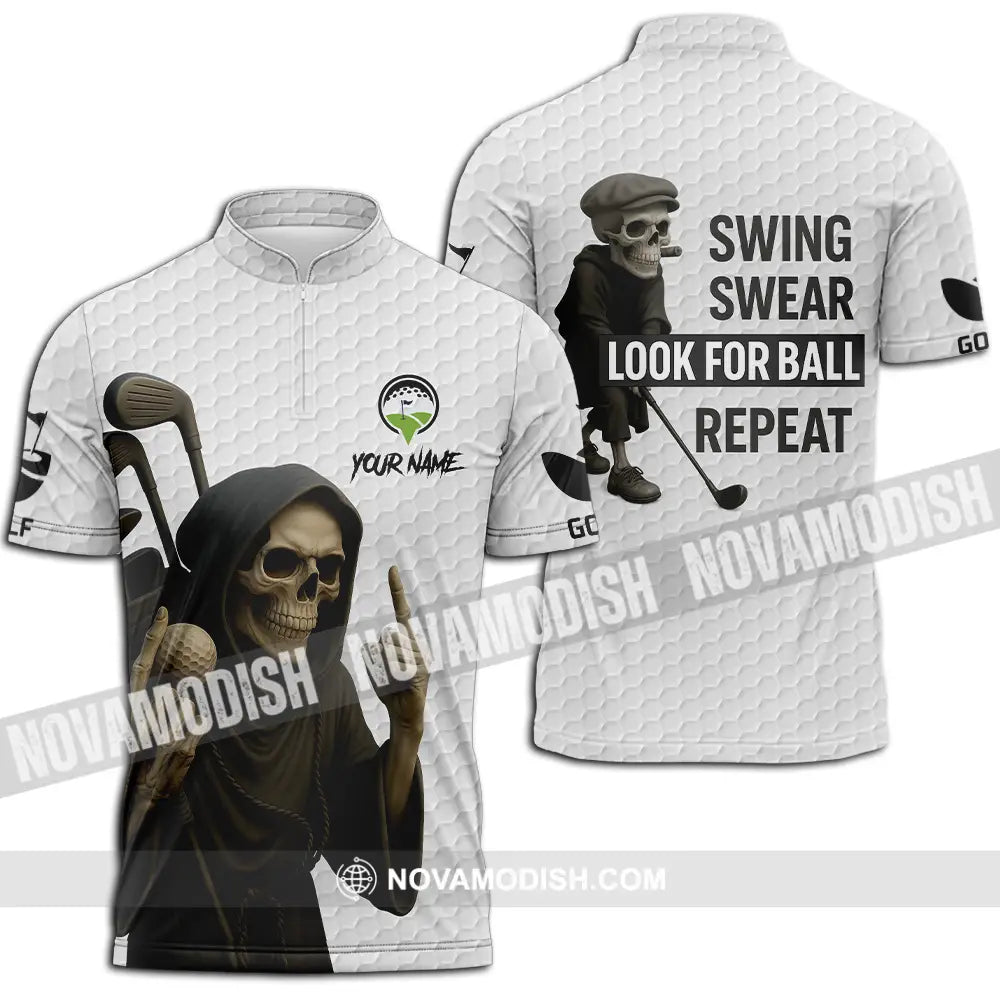 Unisex Shirt - Custom Swing Swear Look For Ball Repeat Shirt Zipper Polo Shirt / S T-shirt