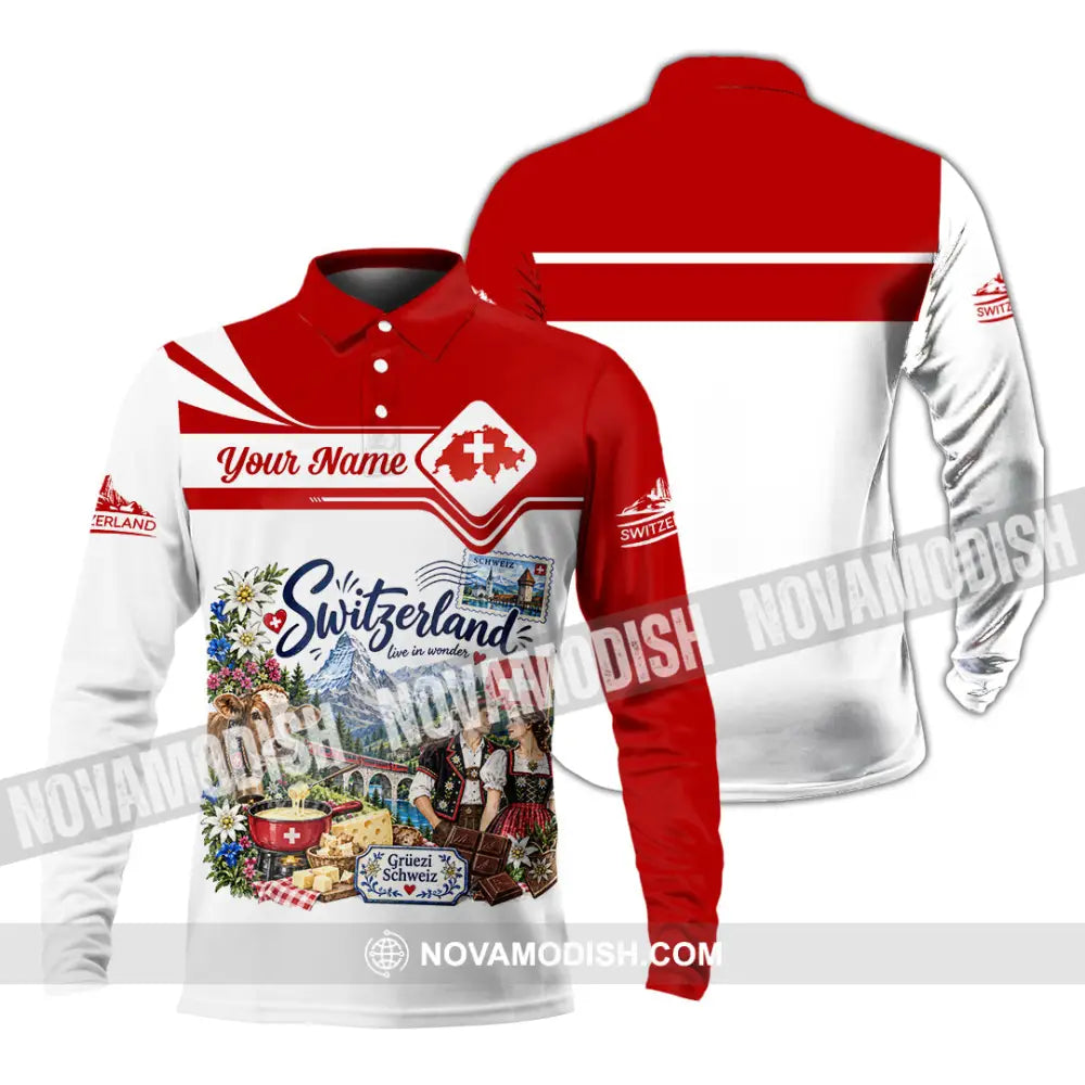 Unisex Shirt - Custom Switzerland Shirt - Long Sleeve Polo / S - T-shirt