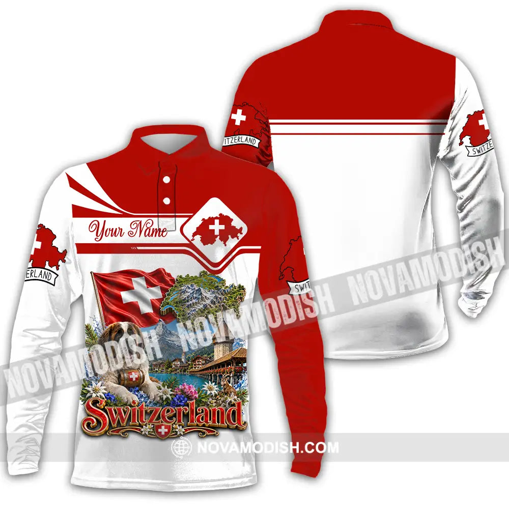 Unisex Shirt - Custom Switzerland Shirt - Long Sleeve Polo / S - T-shirt