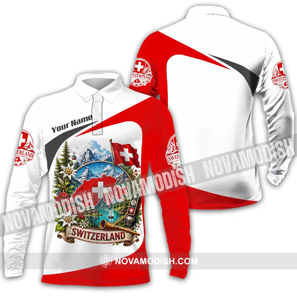 Unisex Shirt - Custom Switzerland Shirt - Long Sleeve Polo / S - T-shirt
