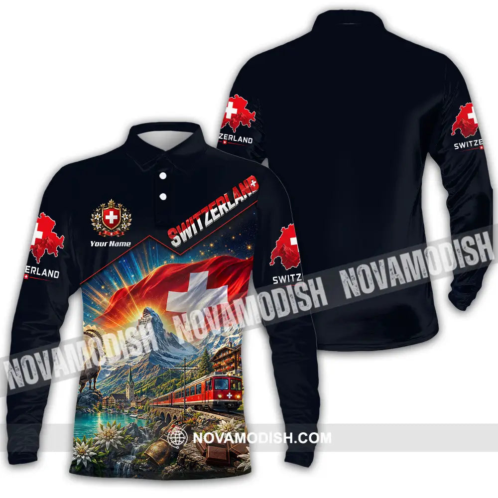 Unisex Shirt - Custom Switzerland Shirt - Long Sleeve Polo / S - T-shirt