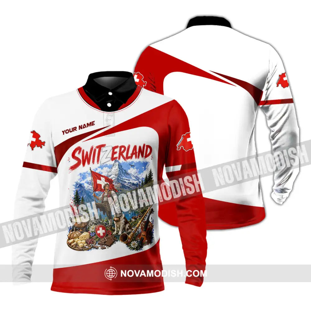 Unisex Shirt - Custom Switzerland Shirt - Long Sleeve Polo / S - T-shirt