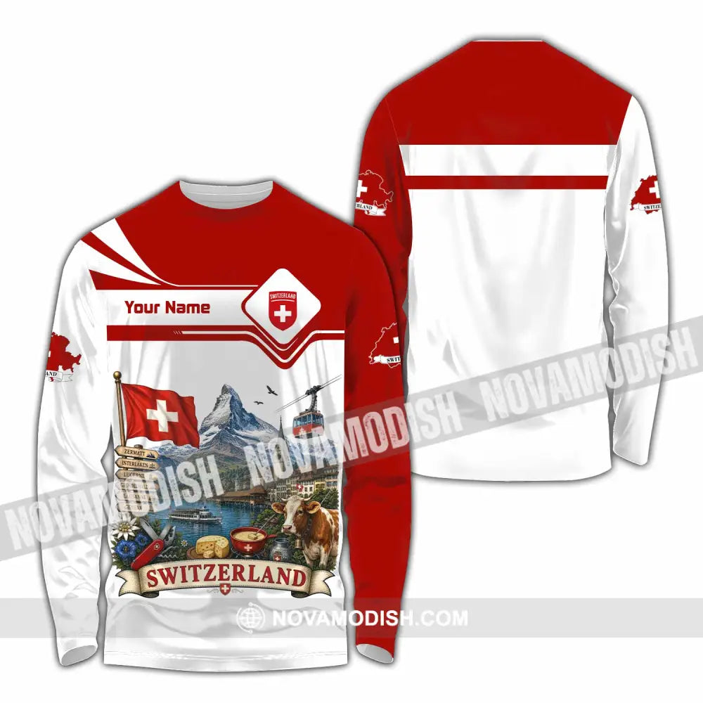 Unisex Shirt - Custom Switzerland Shirt - Long Sleeve Shirt / S - T-shirt