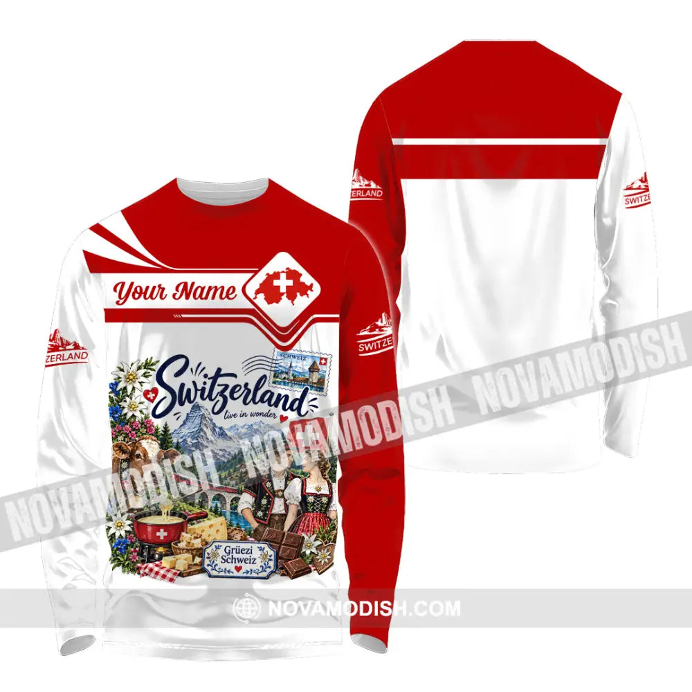 Unisex Shirt - Custom Switzerland Shirt - Long Sleeve Shirt / S - T-shirt