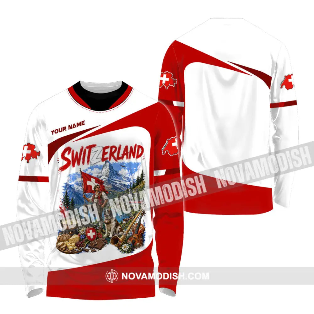 Unisex Shirt - Custom Switzerland Shirt - Long Sleeve Shirt / S - T-shirt