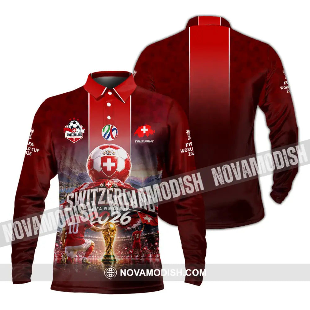 Unisex Shirt - Custom Switzerland World Cup 2026 Shirt - Long Sleeve Polo / S - T-shirt