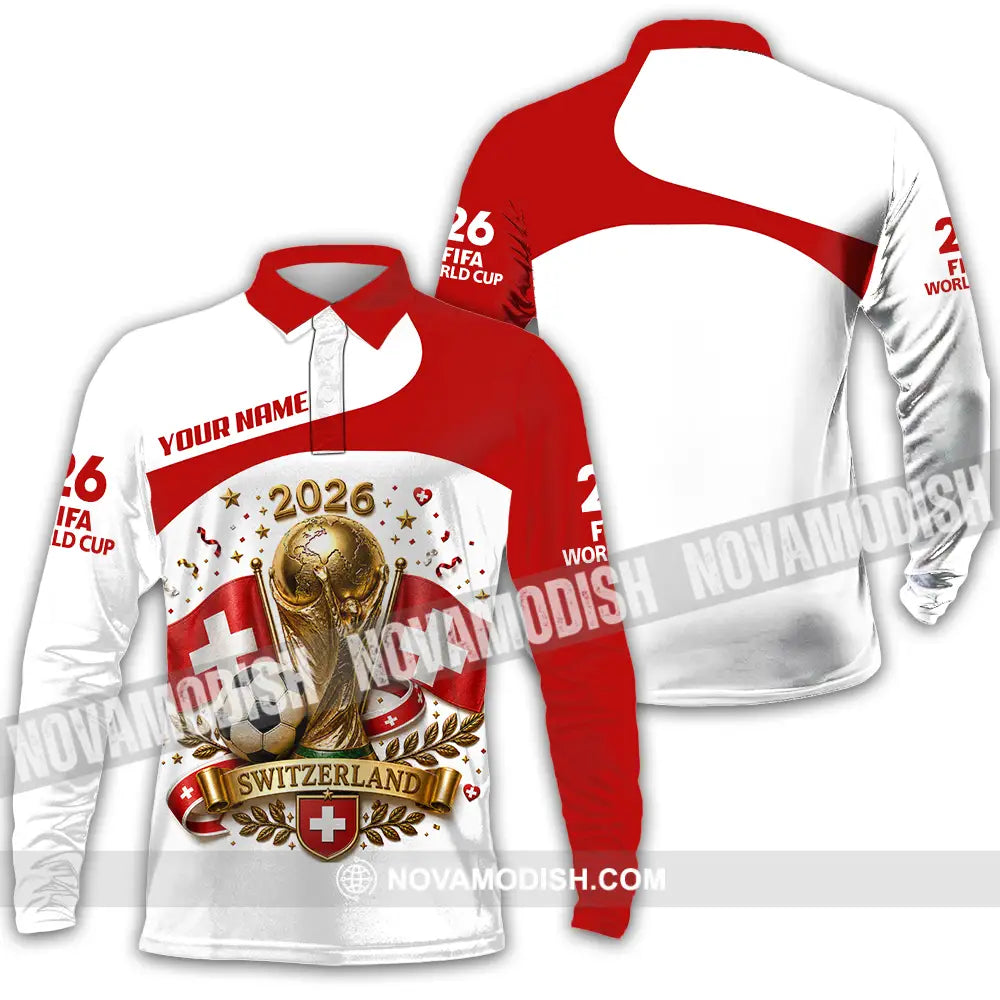 Unisex Shirt - Custom Switzerland World Cup 2026 Shirt - Long Sleeve Polo / S - T-shirt