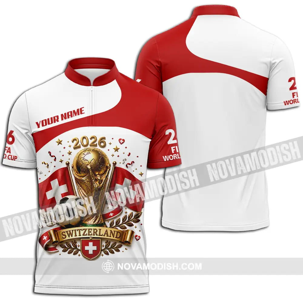 Unisex Shirt - Custom Switzerland World Cup 2026 Shirt - Zipper Polo Shirt / S - T-shirt