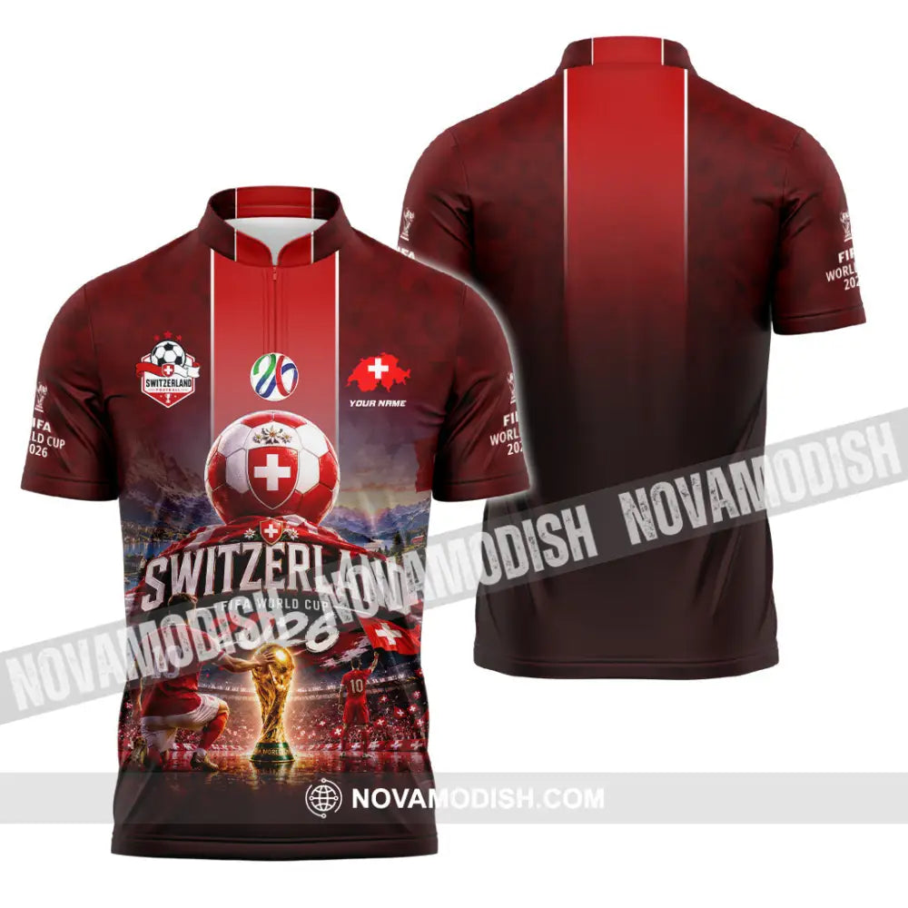 Unisex Shirt - Custom Switzerland World Cup 2026 Shirt - Zipper Polo Shirt / S - T-shirt