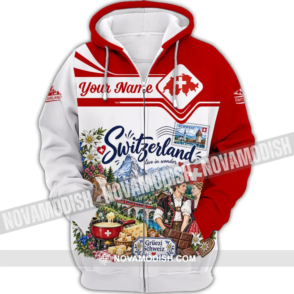 Unisex Shirt - Custom Switzerland Shirt - Zipper Hoodie / S - T-shirt