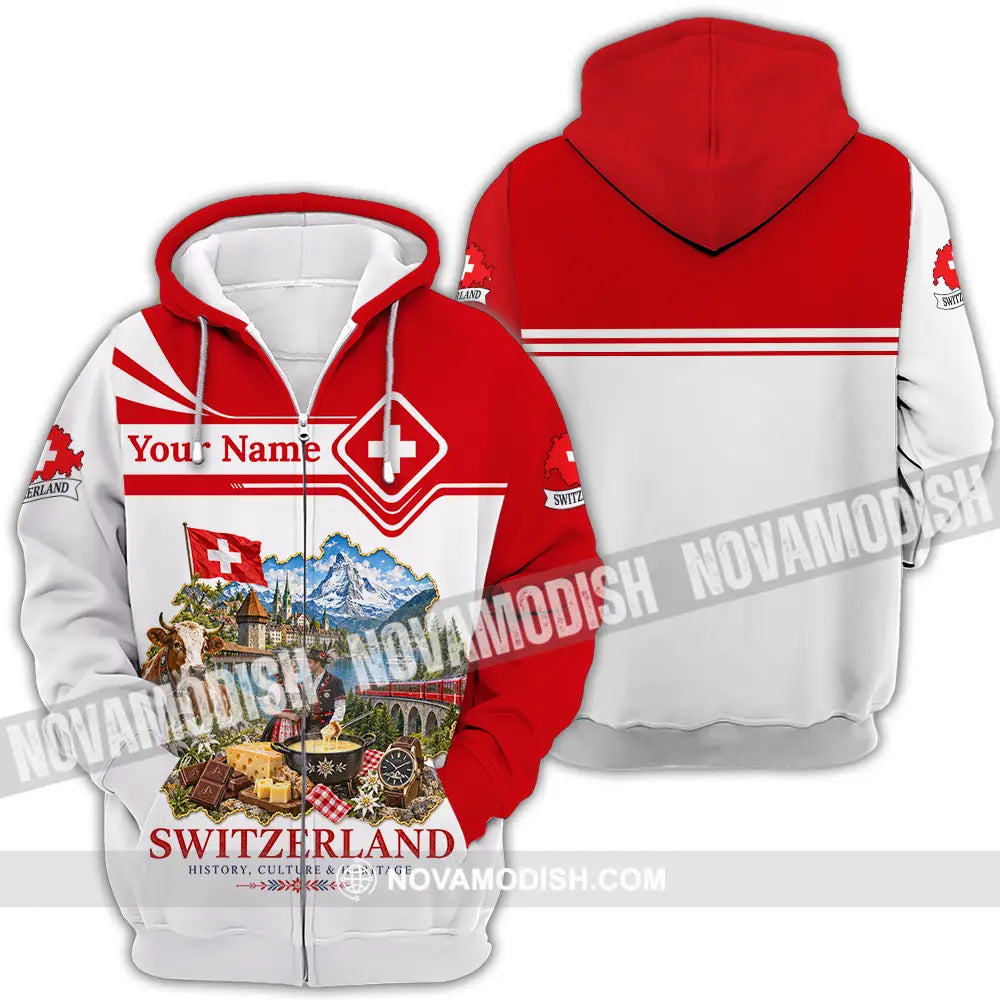 Unisex Shirt - Custom Switzerland Shirt - Zipper Hoodie / S - T-shirt