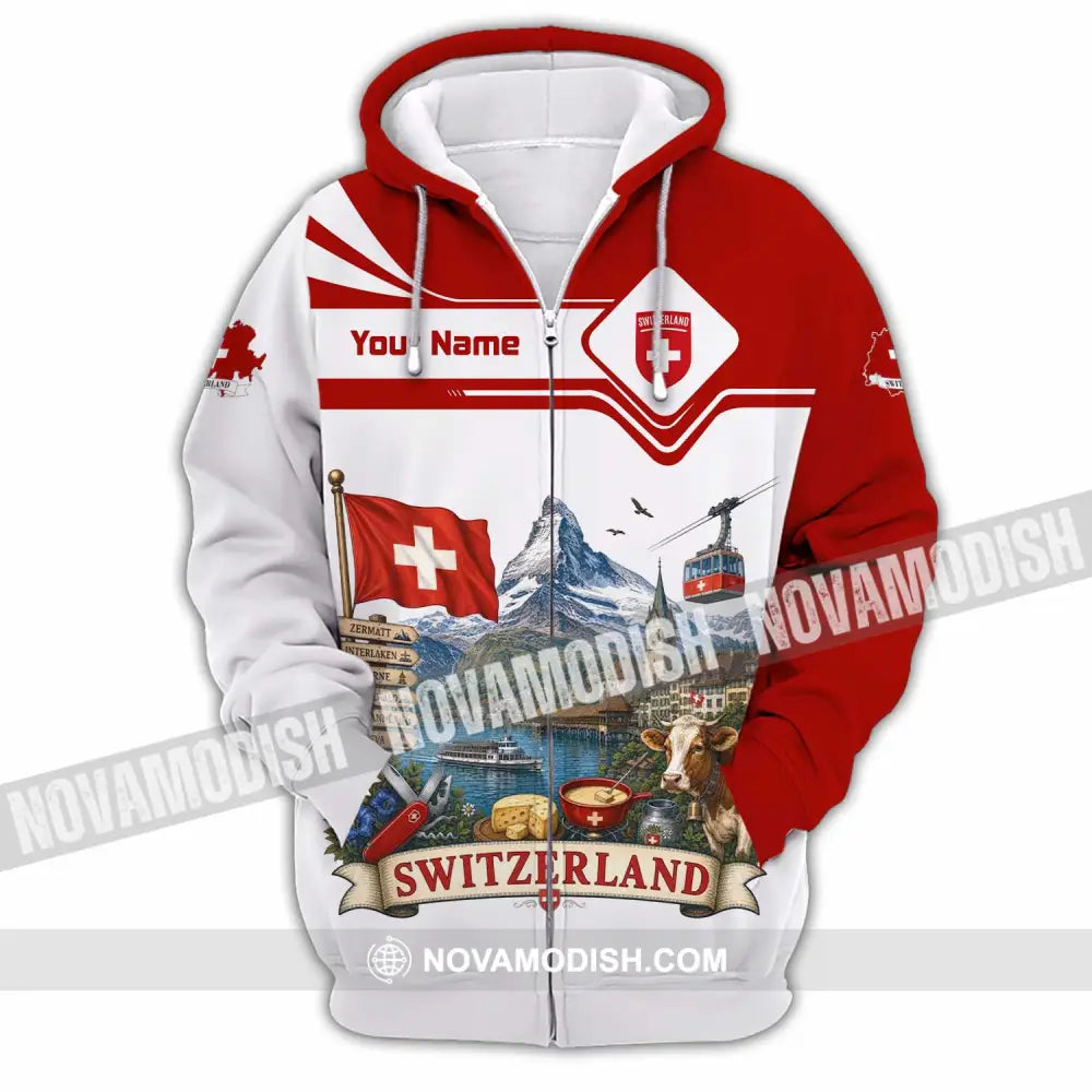 Unisex Shirt - Custom Switzerland Shirt - Zipper Hoodie / S - T-shirt