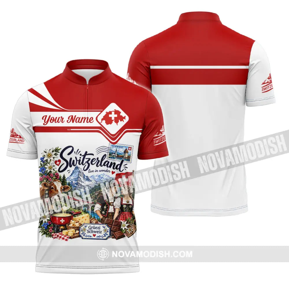 Unisex Shirt - Custom Switzerland Shirt - Zipper Polo Shirt / S - T-shirt