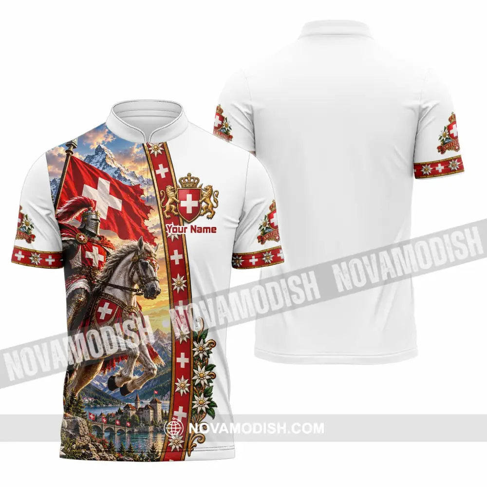 Unisex Shirt - Custom Switzerland Shirt - Zipper Polo Shirt / S - T-shirt
