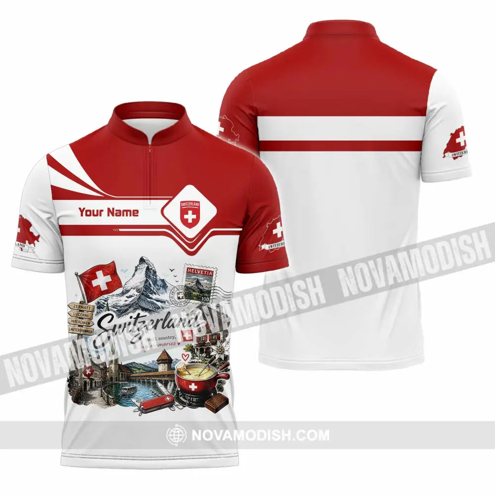 Unisex Shirt - Custom Switzerland Shirt - Zipper Polo Shirt / S - T-shirt