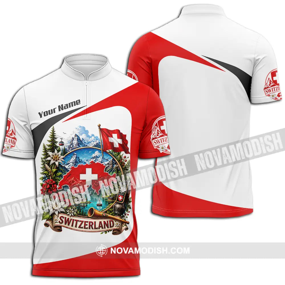 Unisex Shirt - Custom Switzerland Shirt - Zipper Polo Shirt / S - T-shirt