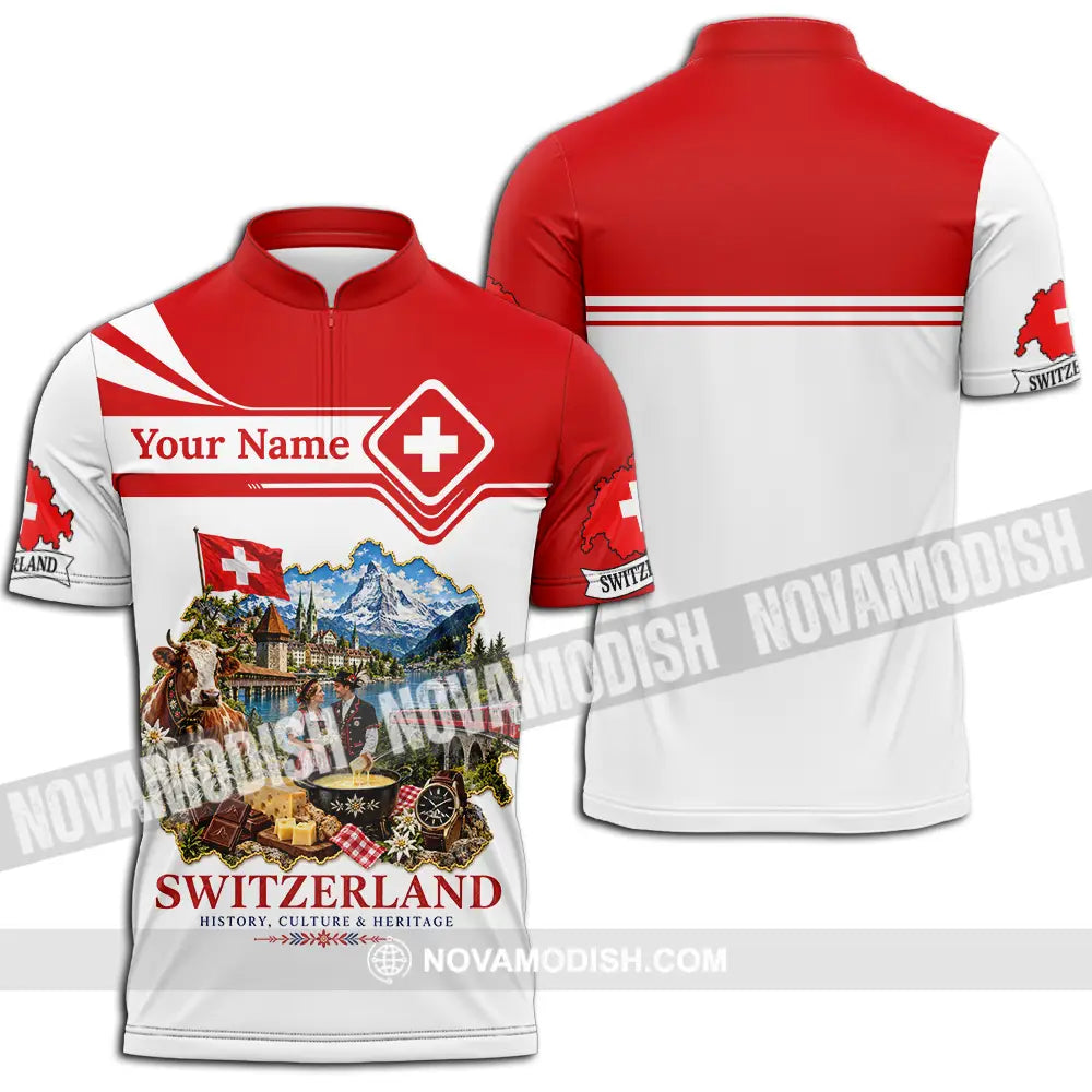 Unisex Shirt - Custom Switzerland Shirt - Zipper Polo Shirt / S - T-shirt