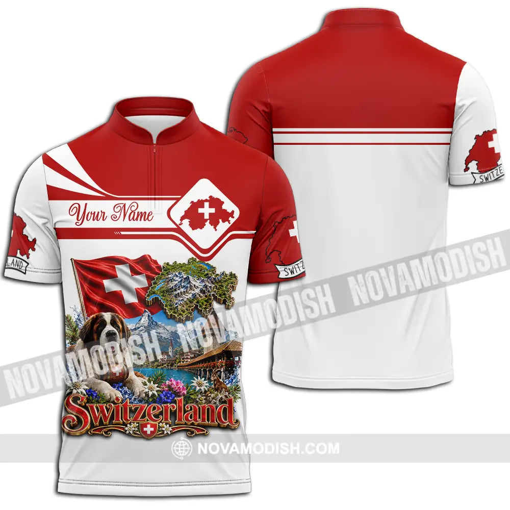 Unisex Shirt - Custom Switzerland Shirt - Zipper Polo Shirt / S - T-shirt