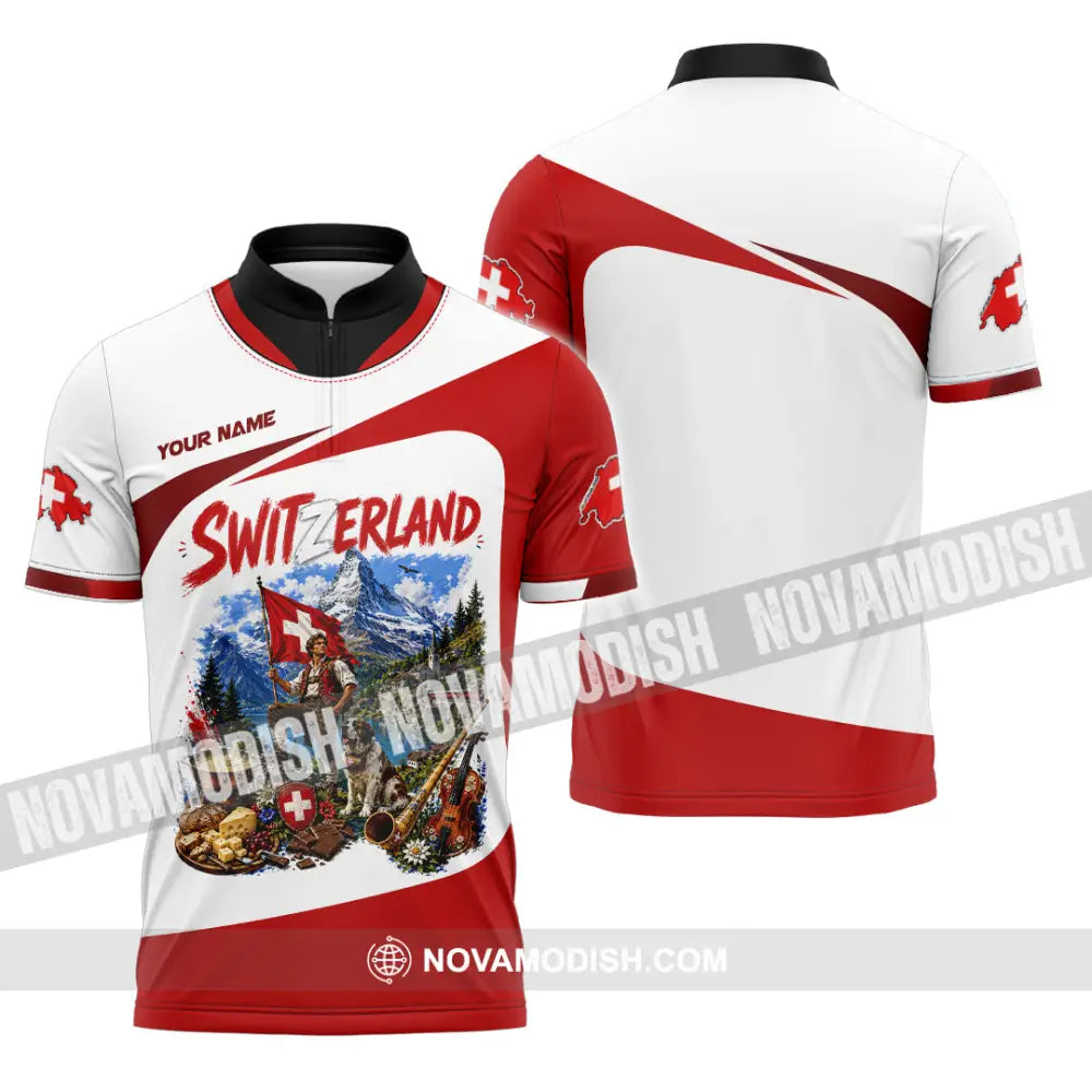 Unisex Shirt - Custom Switzerland Shirt - Zipper Polo Shirt / S - T-shirt