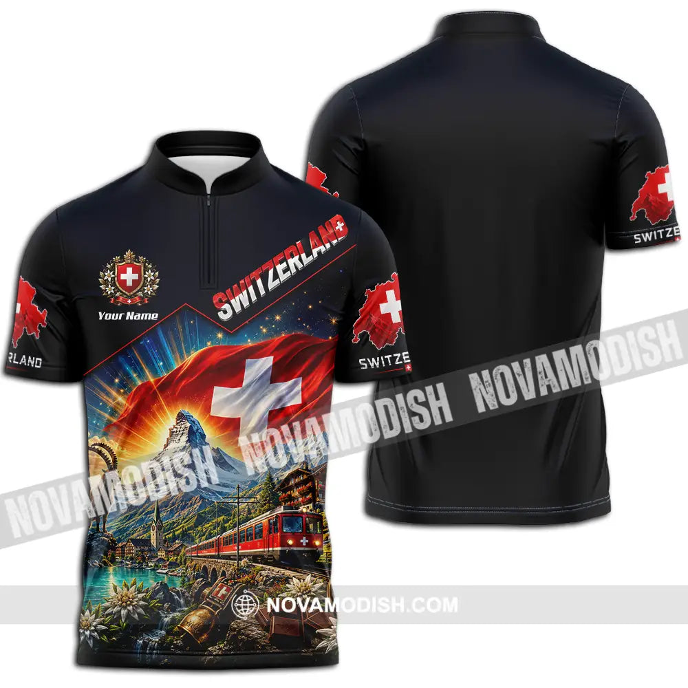 Unisex Shirt - Custom Switzerland Shirt - Zipper Polo Shirt / S - T-shirt