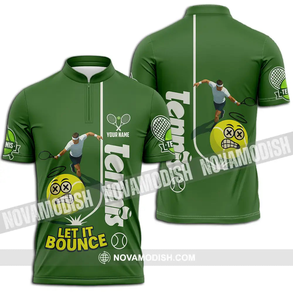 Unisex Shirt - Custom Tennis Let It Bounce Shirt Zipper Polo Shirt / S T-shirt