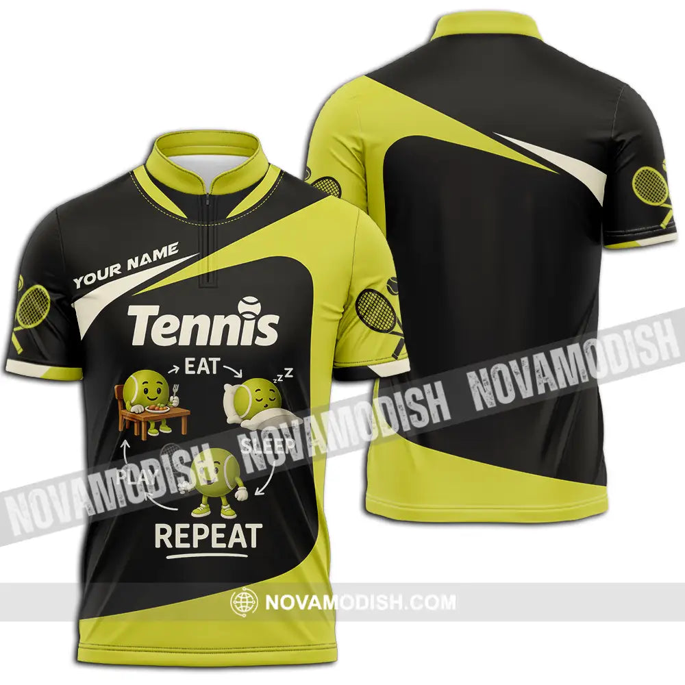Unisex Shirt - Custom Tennis Shirt Zipper Polo Shirt / S T-shirt